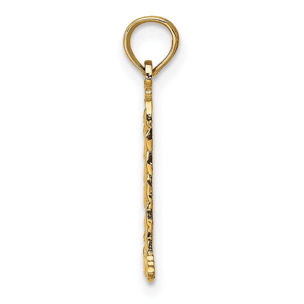 10k Yellow Gold Lighthouse Pendant with Textured Wave Design, Nautical Coastal Theme Charm