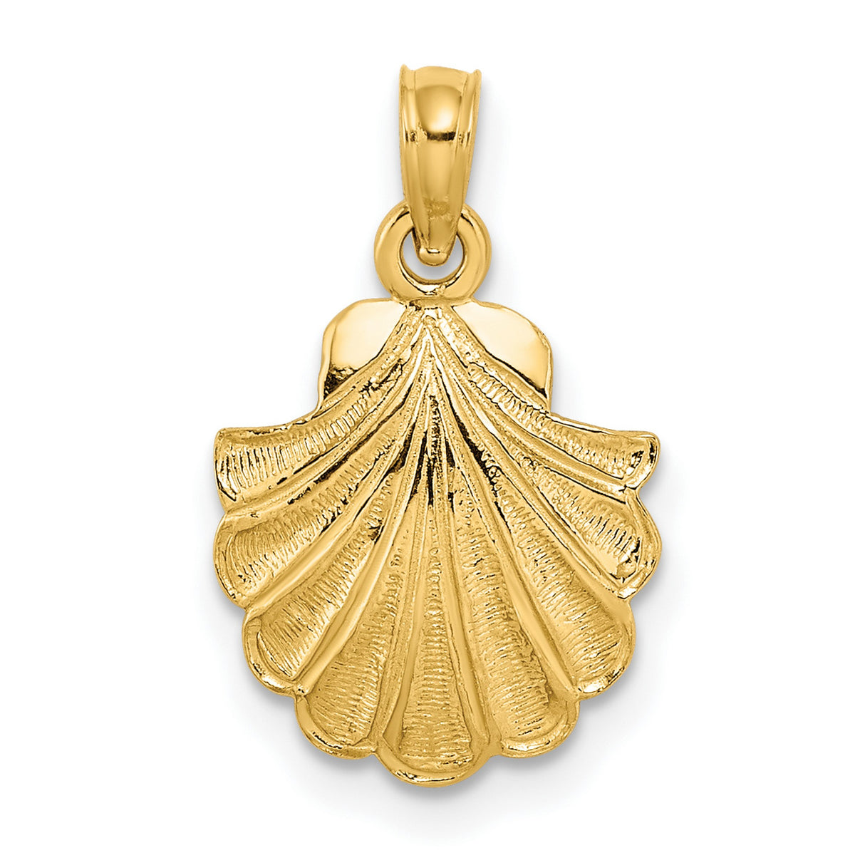 10k Yellow Gold Scallop Shell Pendant, Camino de Santiago Symbol, Spiritual Travel Charm