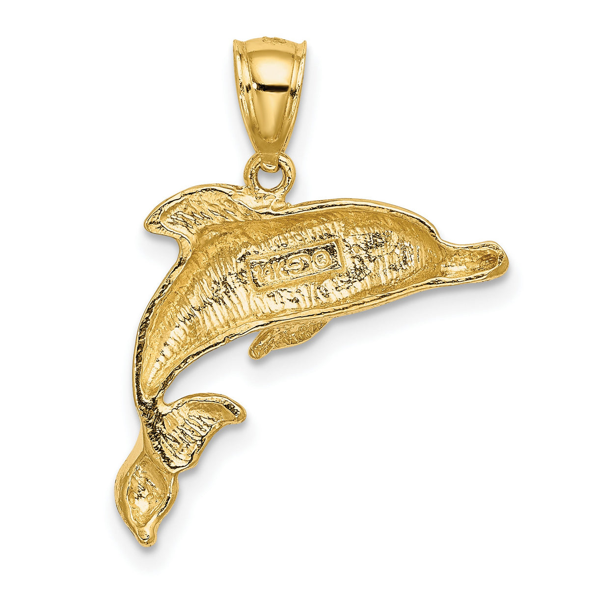 10k Yellow Gold Dolphin Pendant, Jumping Dolphin Charm, Ocean-Inspired Marine Animal Jewelry