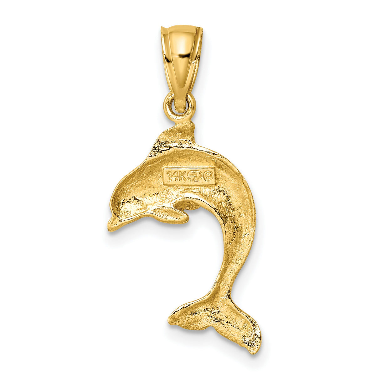 10k Yellow Gold Dolphin Pendant with Curved Design, Nautical Animal Charm