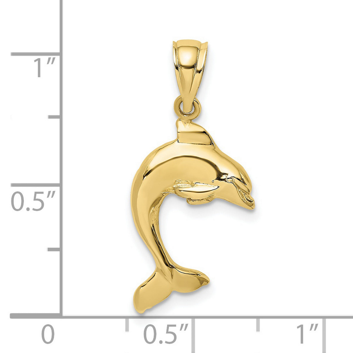 10k Yellow Gold Dolphin Pendant with Curved Design, Nautical Animal Charm