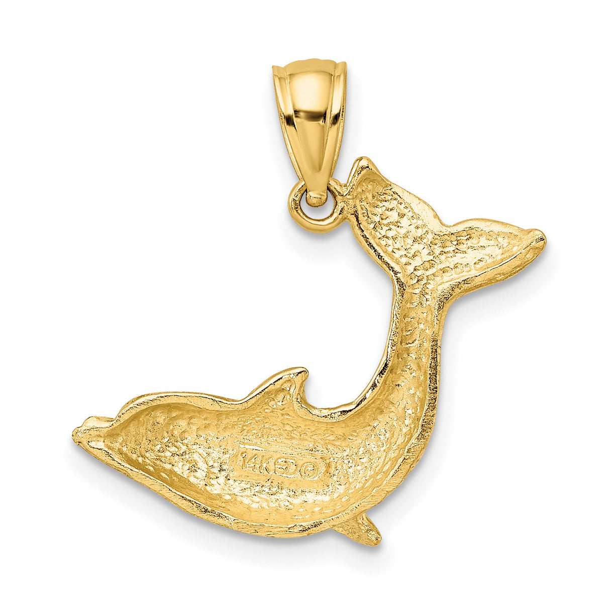 10k Yellow Gold Dolphin Pendant, Jumping Dolphin Ocean Animal Charm for Women or Unisex