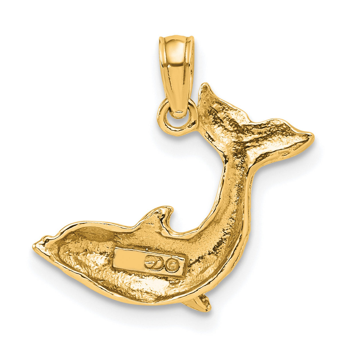 10k Yellow Gold Dolphin Pendant, Leaping Ocean Animal Charm, Nautical Marine Life Theme
