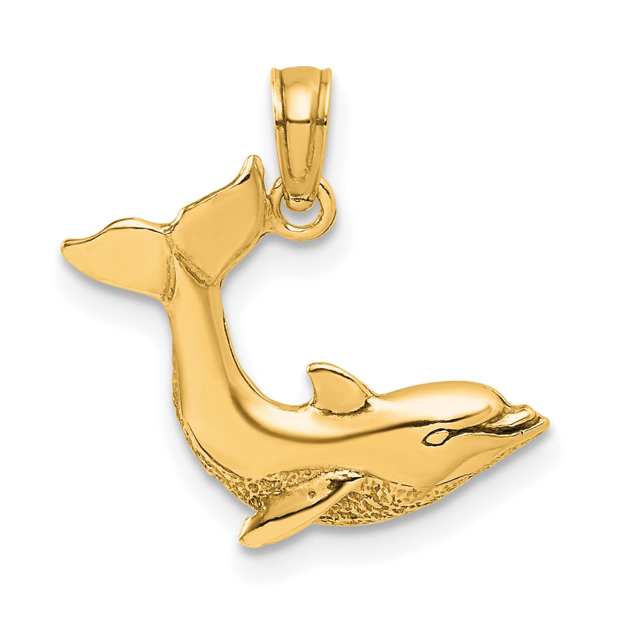 10k Yellow Gold Dolphin Pendant, Leaping Ocean Animal Charm, Nautical Marine Life Theme