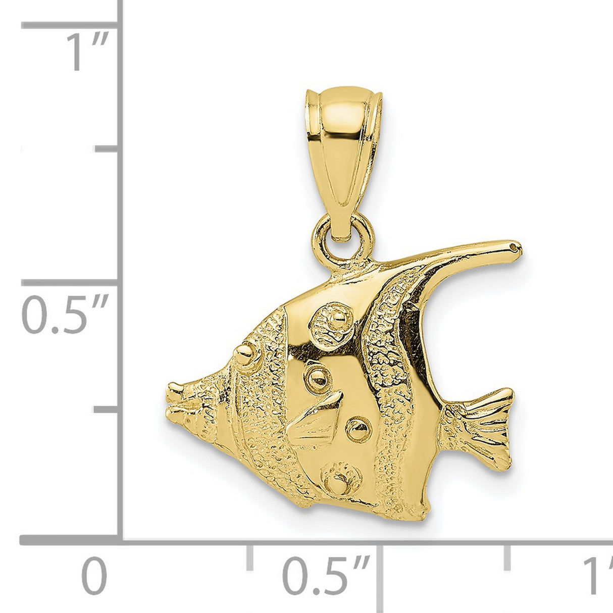 10k Yellow Gold Angelfish Pendant, Tropical Nautical Design for Women or Unisex Wear