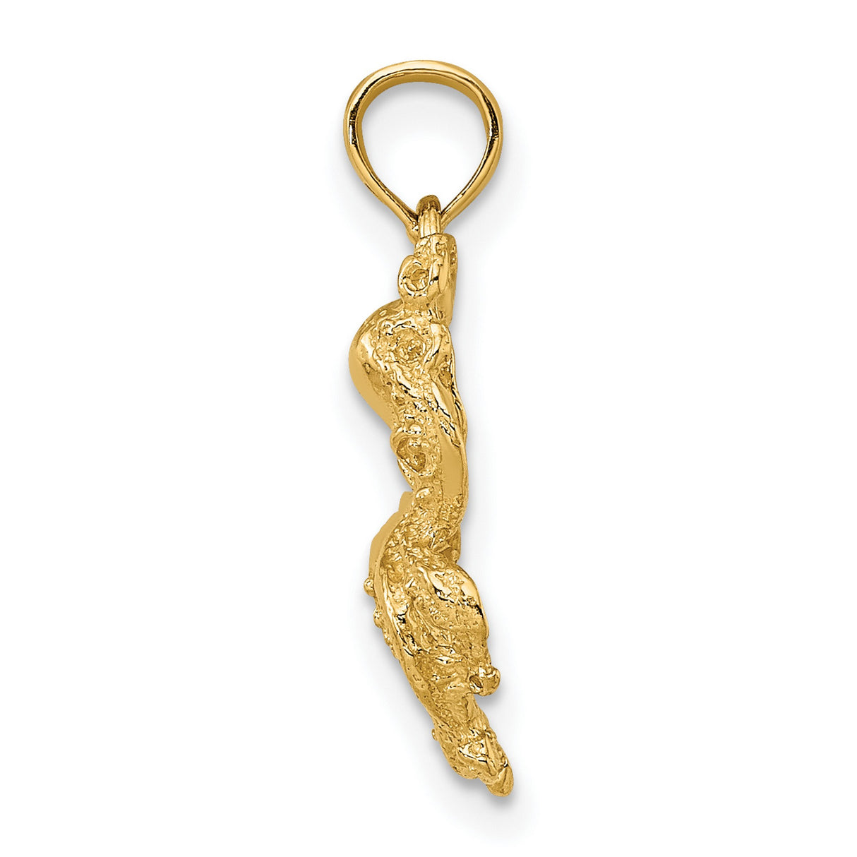 10k Yellow Gold Octopus Pendant, Textured Nautical Charm, Marine Life Sea Creature Jewelry