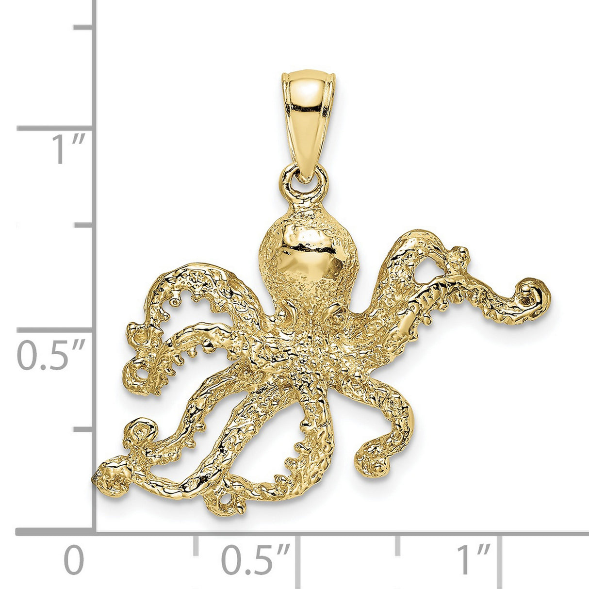 10k Yellow Gold Octopus Pendant, Artistic Marine Life Charm, Nautical Ocean Theme Jewelry