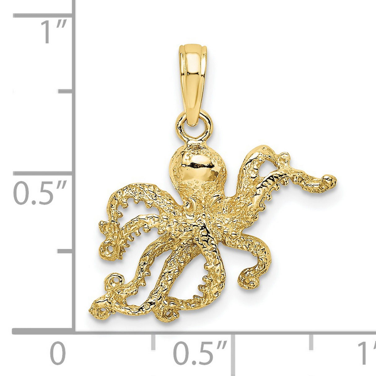 10k Yellow Gold Octopus Pendant with Tentacle Design, Nautical Marine Life Style