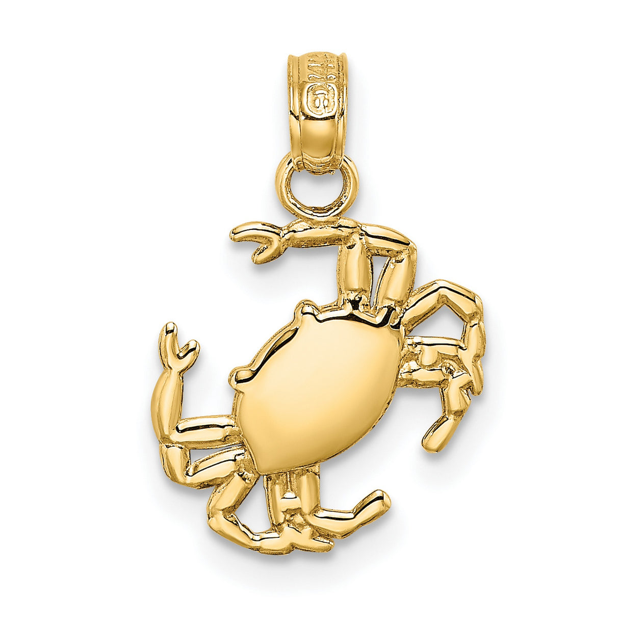 10k Yellow Gold Crab Pendant, Cancer Zodiac Charm, Astrology Jewelry for Women or Unisex