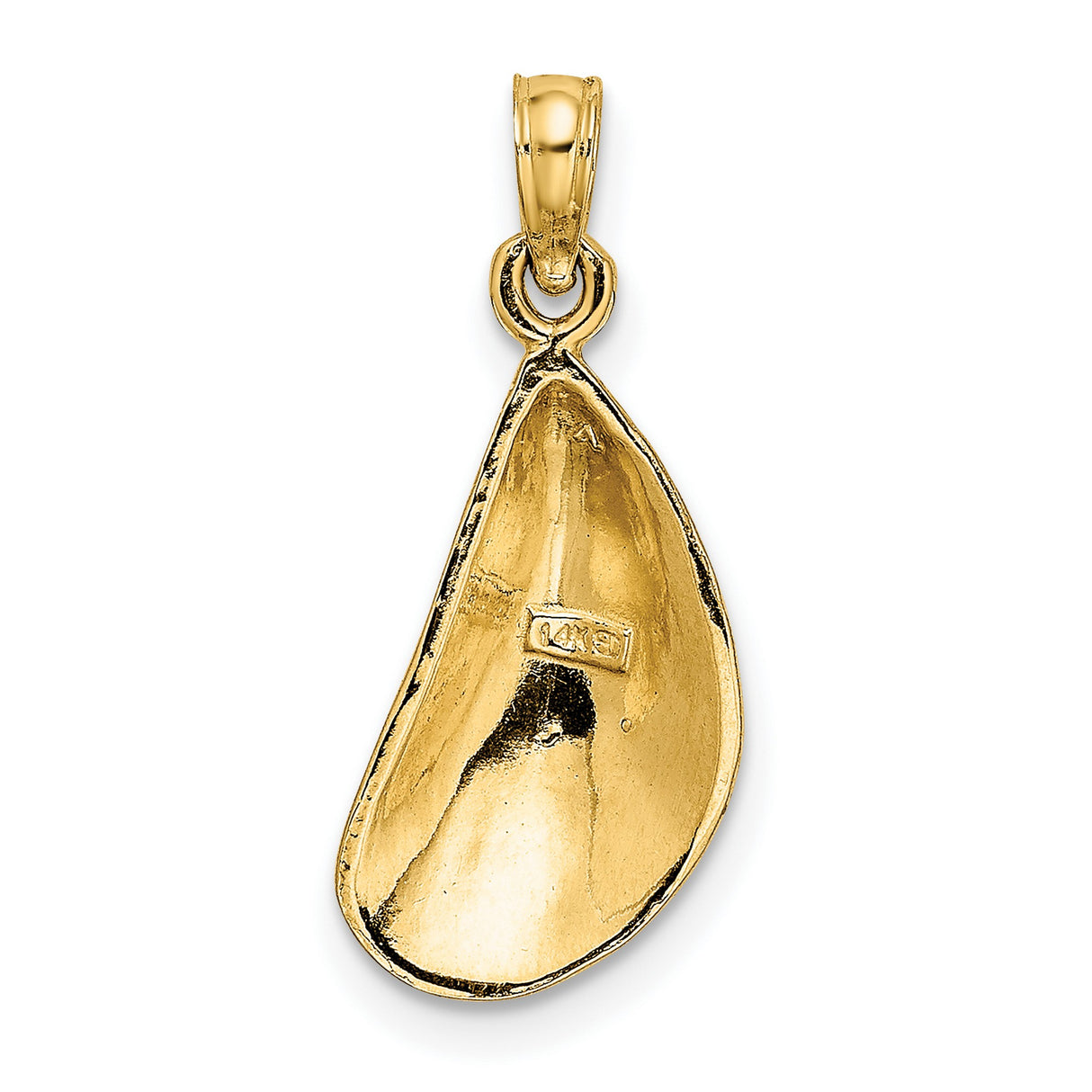 10k Yellow Gold Mussel Shell Pendant, Realistic Ocean-Inspired Coastal Charm for Women
