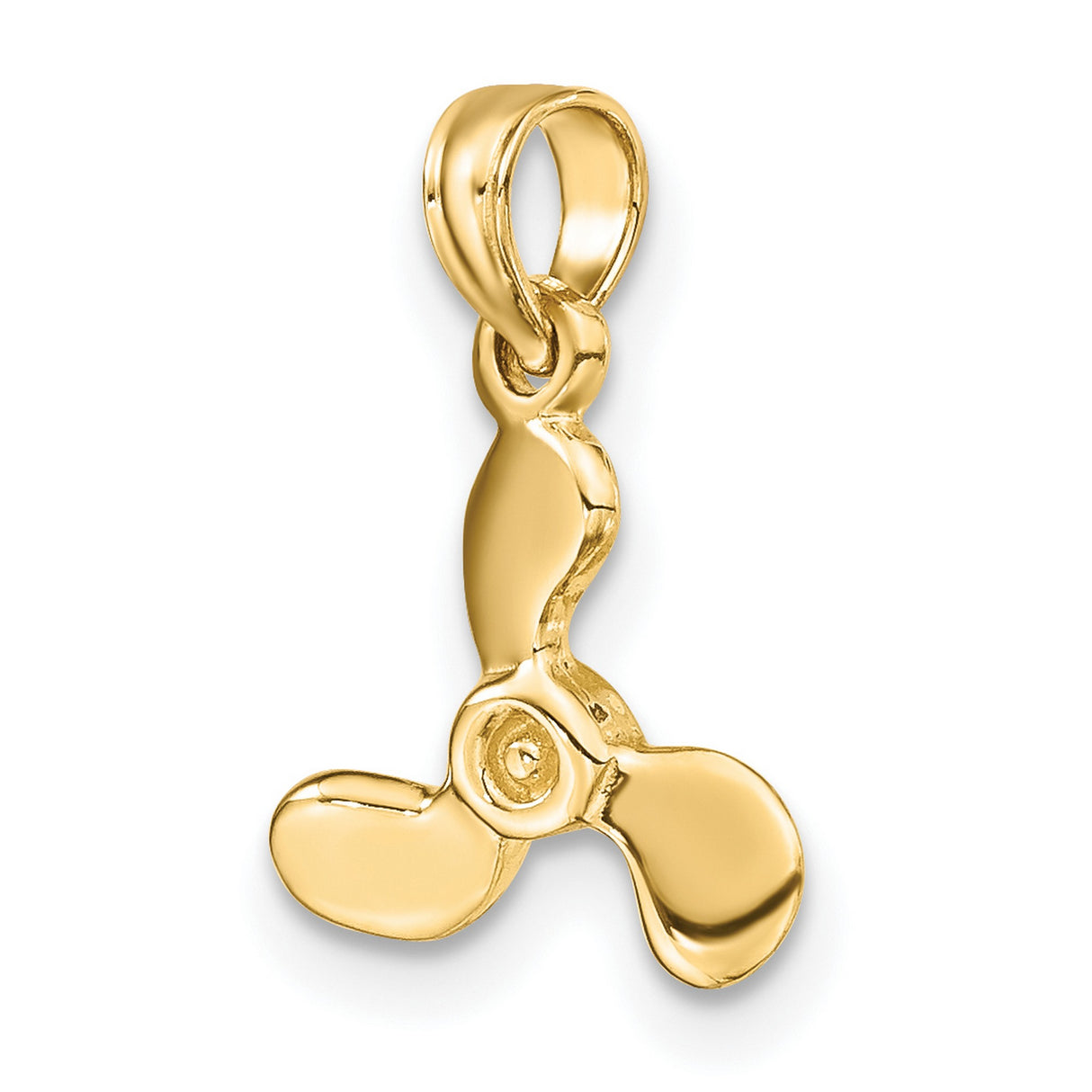 10k Yellow Gold Propeller Pendant, Nautical Three Blade Boat Design, Marine Theme