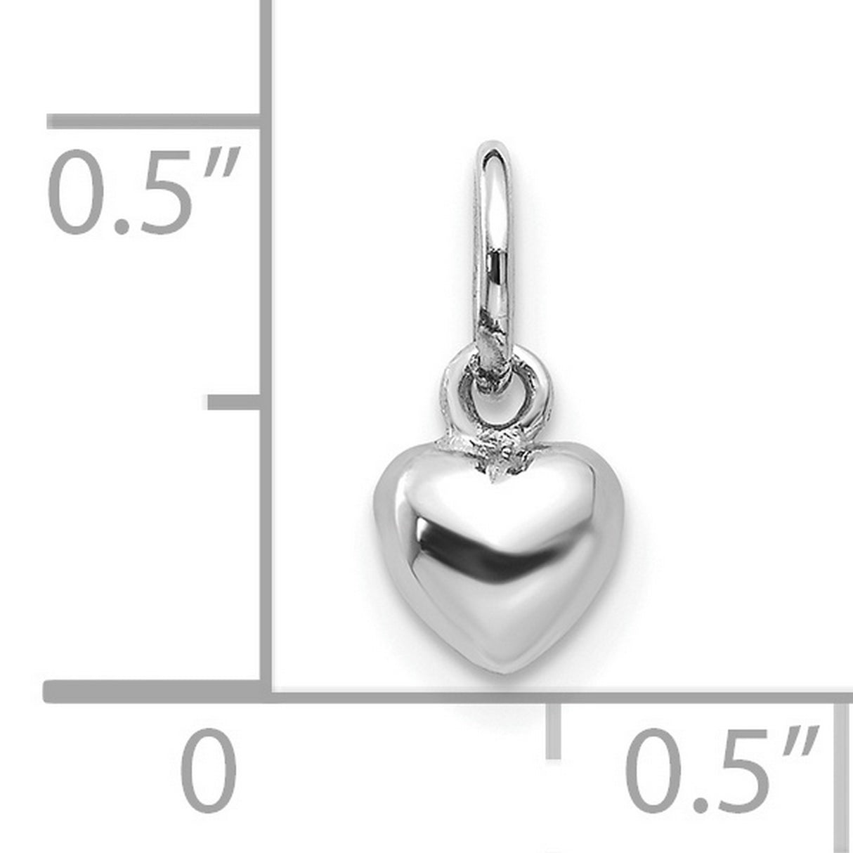 10k White Gold Heart Pendant Charm, Polished Puffed Minimalist Design for Women