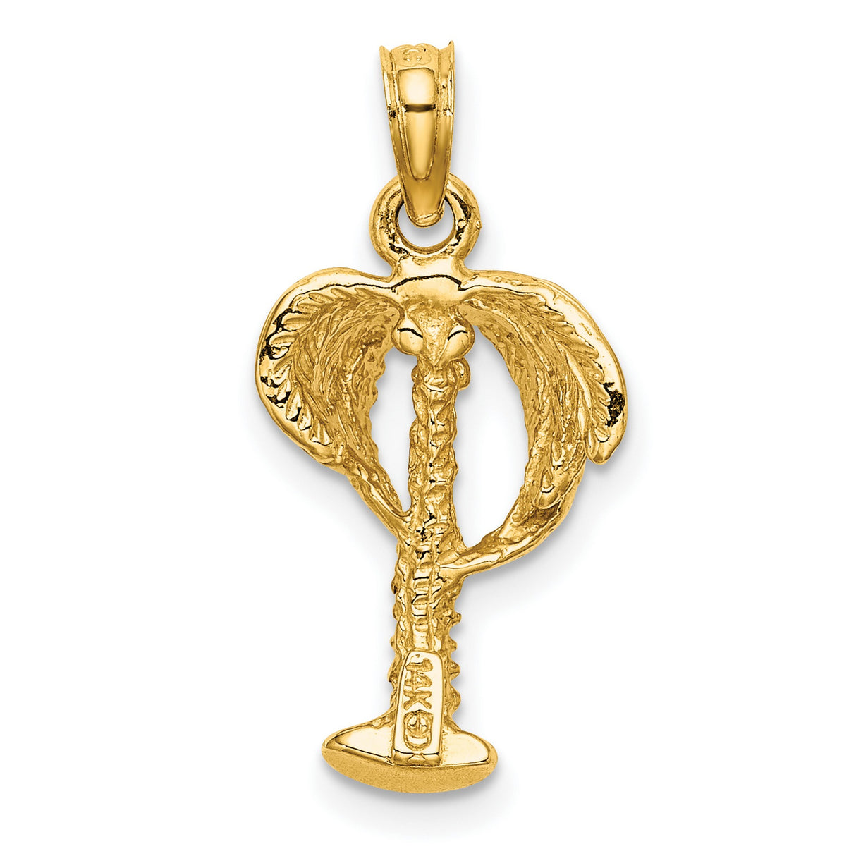 10k Yellow Gold Palm Tree Pendant with Textured Tropical Design for Women or Unisex
