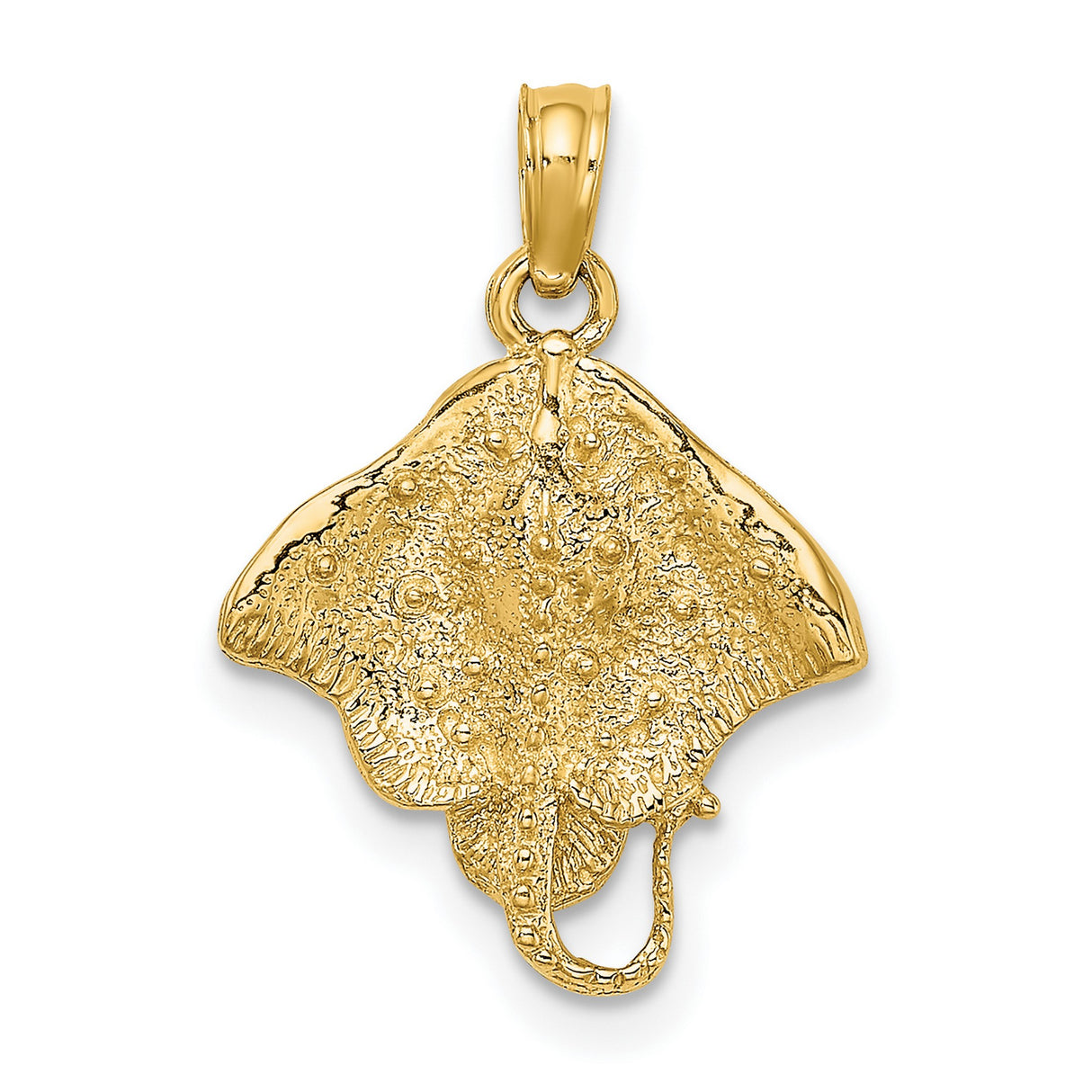 10k Yellow Gold Stingray Pendant with Ocean Motif, Marine Animal Charm, Nautical Theme