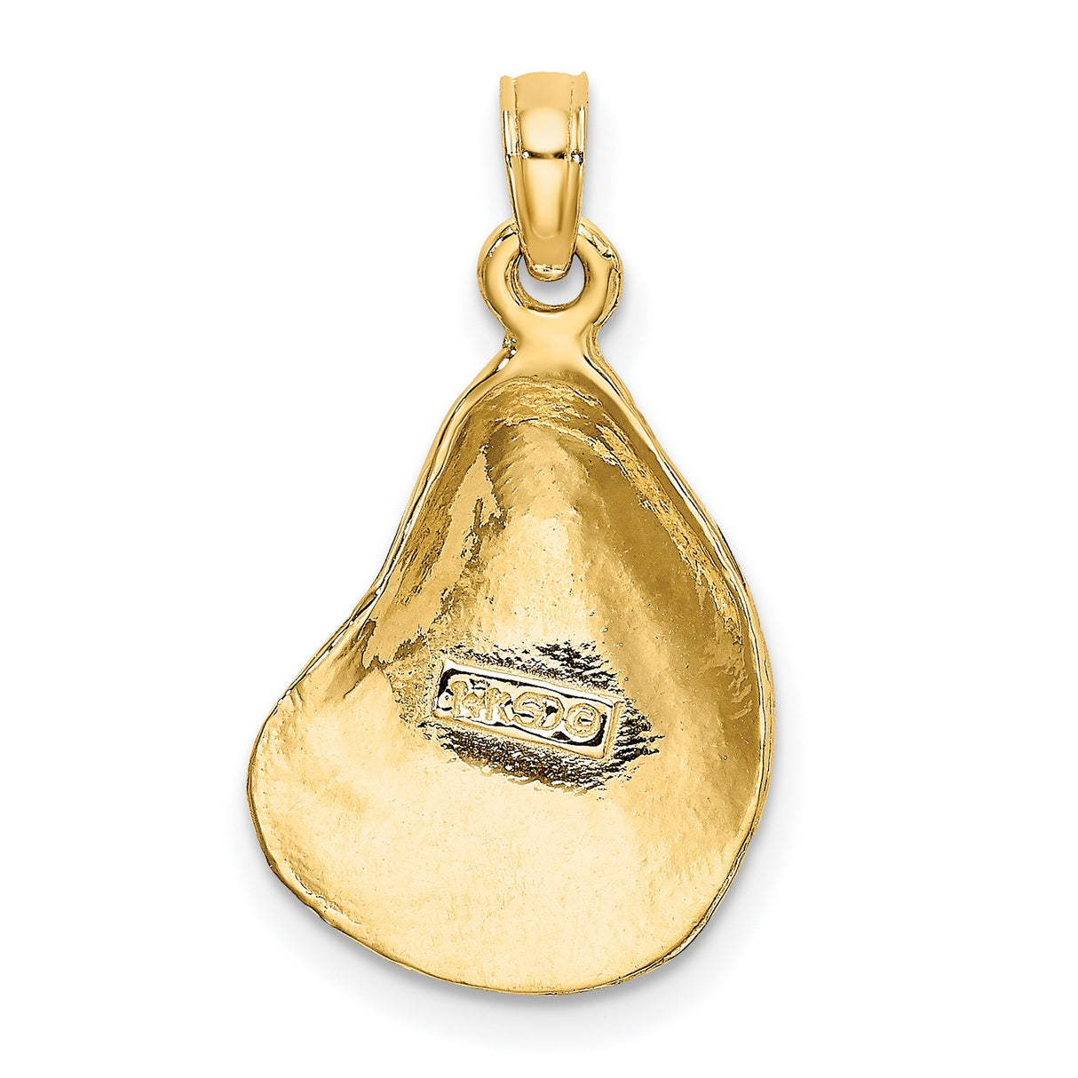 10k Yellow Gold Oyster Shell Pendant, Textured Seashell Nautical Charm for Women