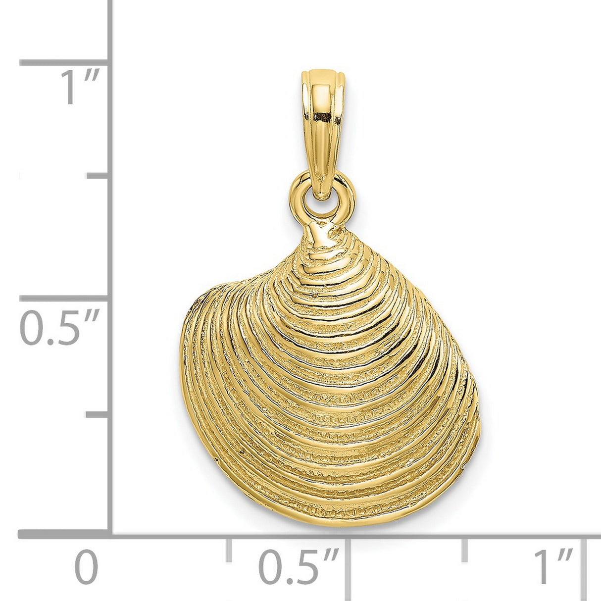 10k Yellow Gold Seashell Pendant, Textured Clam Shell, Ocean Inspired Coastal Jewelry