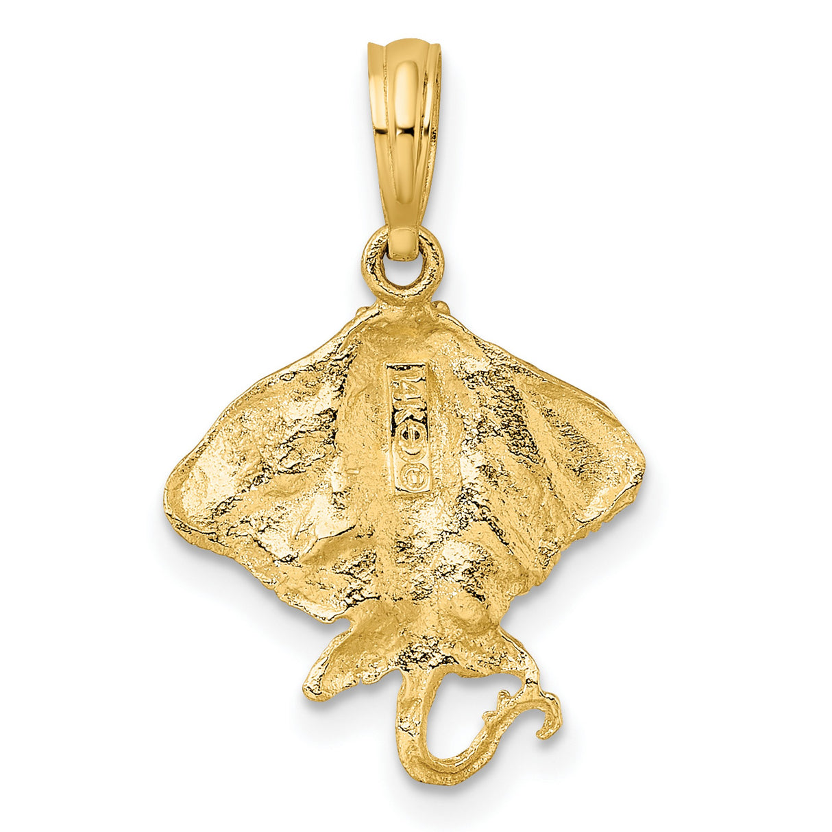 10k Yellow Gold Stingray Pendant, Ocean-Inspired Marine Animal Charm, Unisex Sea Creature Jewelry