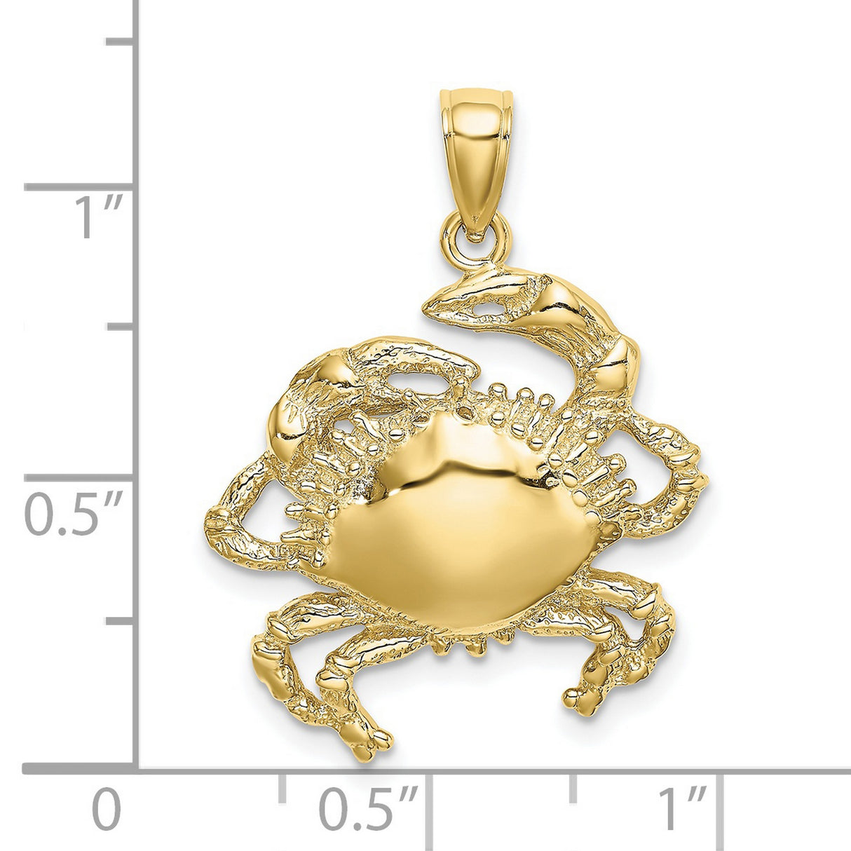 10k Yellow Gold Crab Pendant, Cancer Zodiac Astrology Charm, Nautical Ocean Theme