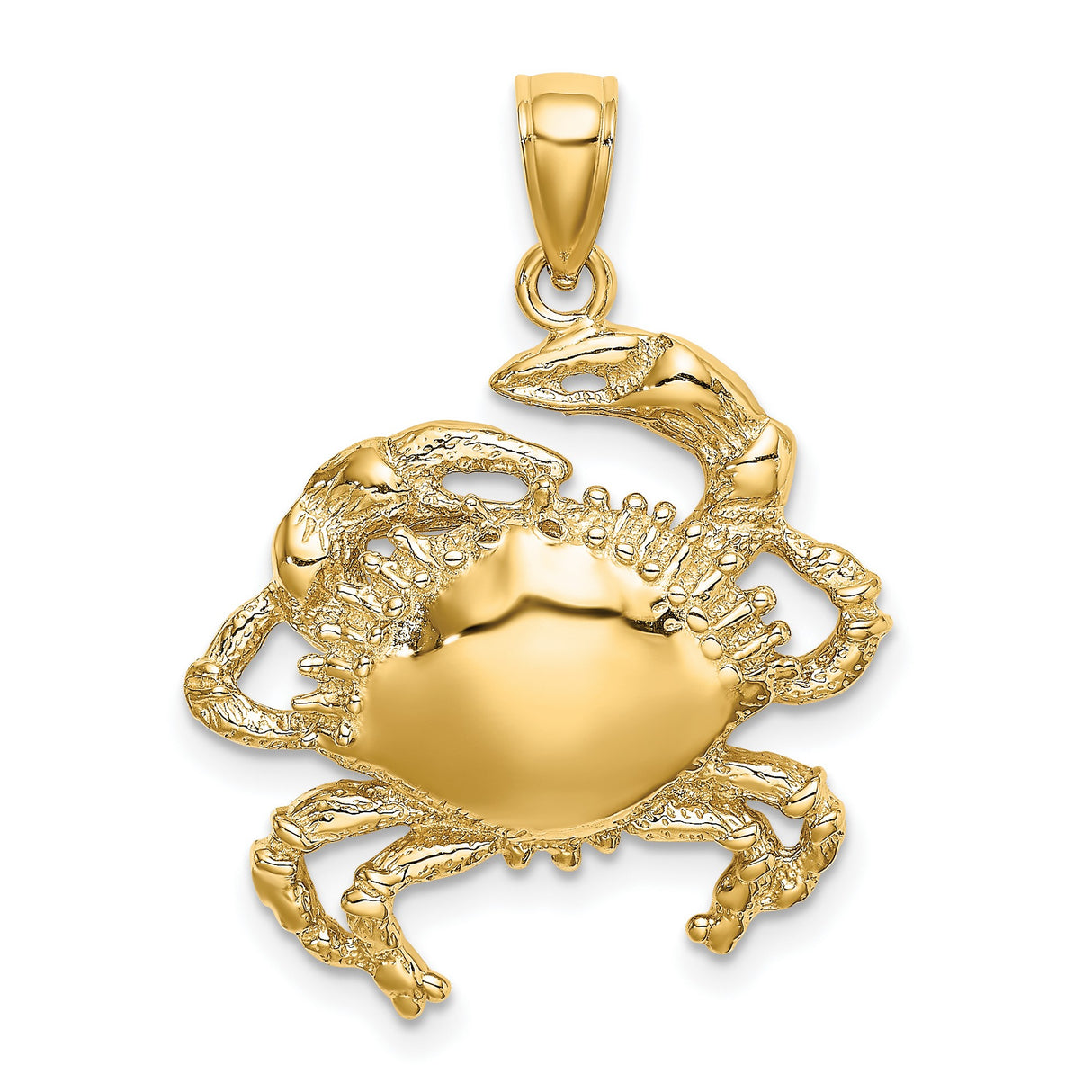 10k Yellow Gold Crab Pendant, Cancer Zodiac Astrology Charm, Nautical Ocean Theme