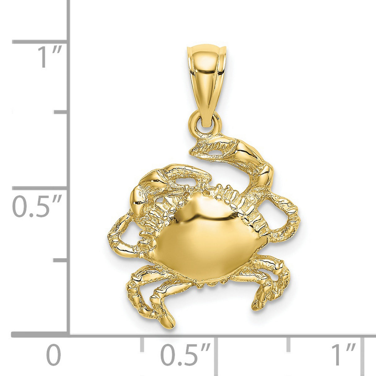 10k Yellow Gold Crab Pendant, Cancer Zodiac Symbol, Coastal Ocean Theme Charm, Unisex Jewelry