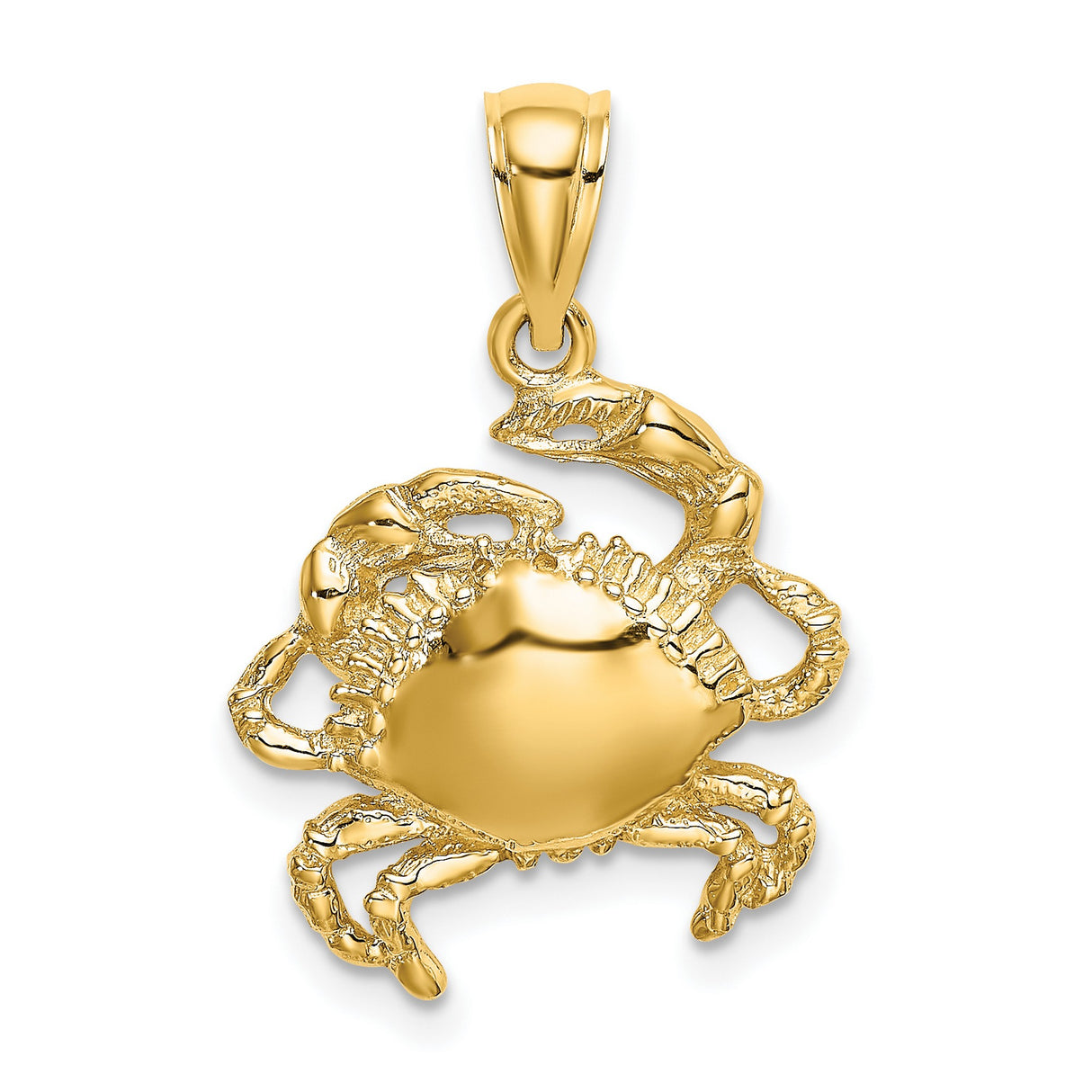 10k Yellow Gold Crab Pendant, Cancer Zodiac Symbol, Coastal Ocean Theme Charm, Unisex Jewelry