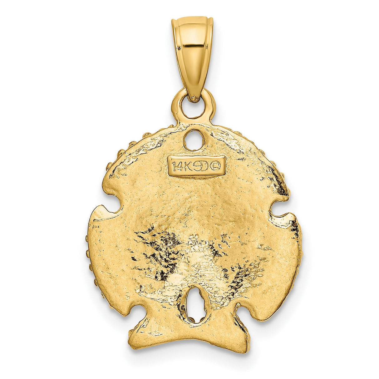 10k Yellow Gold Sand Dollar Pendant with Textured Starfish, Coastal Nautical Jewelry