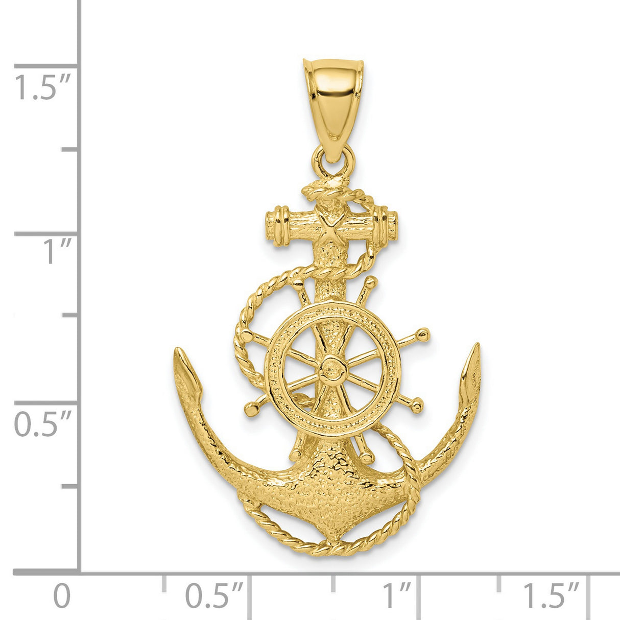 10k Yellow Gold Nautical Pendant with Anchor, Ship Wheel, Rope, and Cross for Men