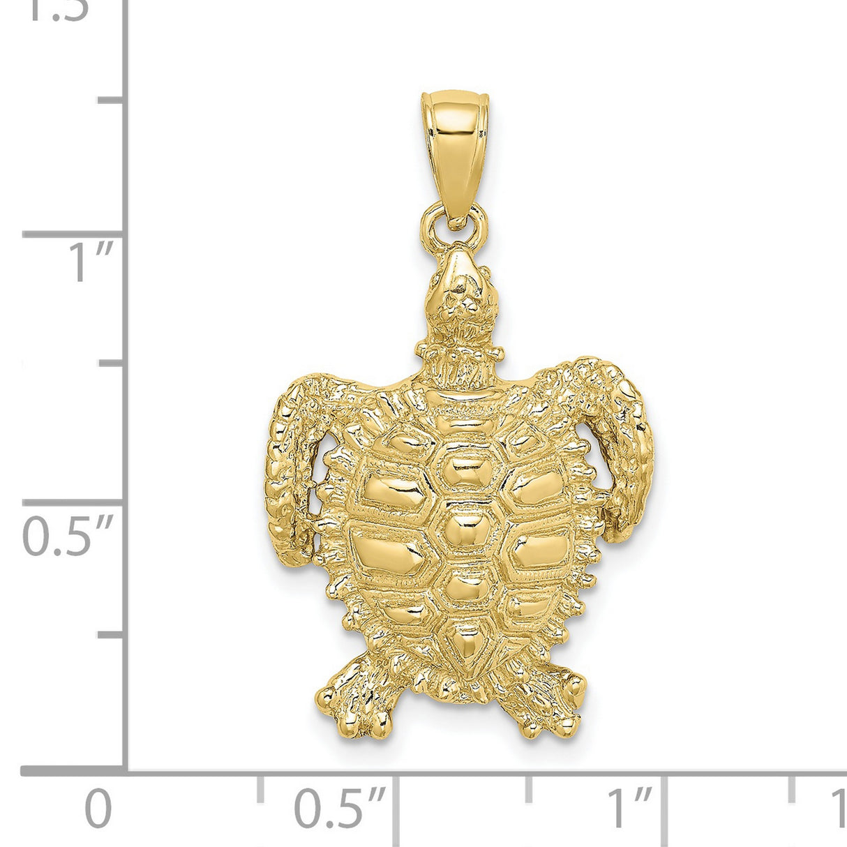 10k Yellow Gold Sea Turtle Pendant, Nautical Marine Animal Charm for Women or Unisex Wear
