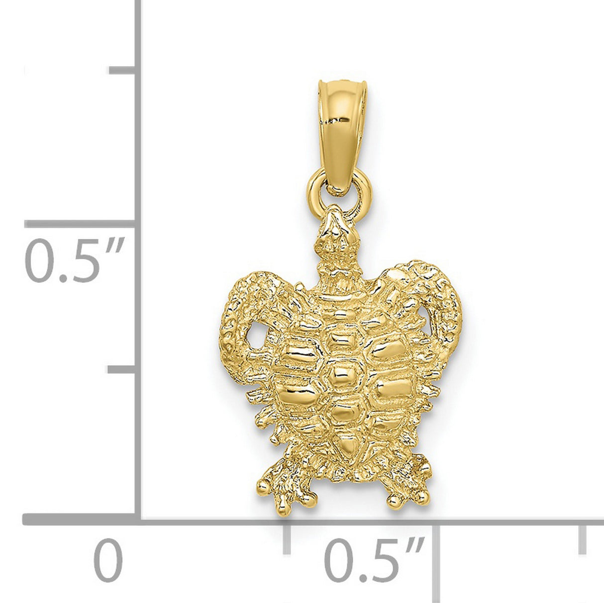 10k Yellow Gold Turtle Pendant, Sea Turtle Symbol of Longevity and Protection, Nature Jewelry for Women