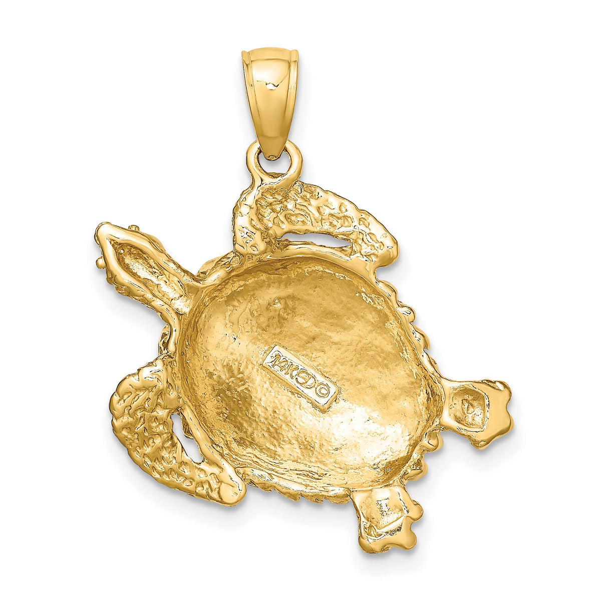 10k Yellow Gold Sea Turtle Pendant, Textured Marine Animal Charm, Nature Jewelry for Women or Unisex Wear