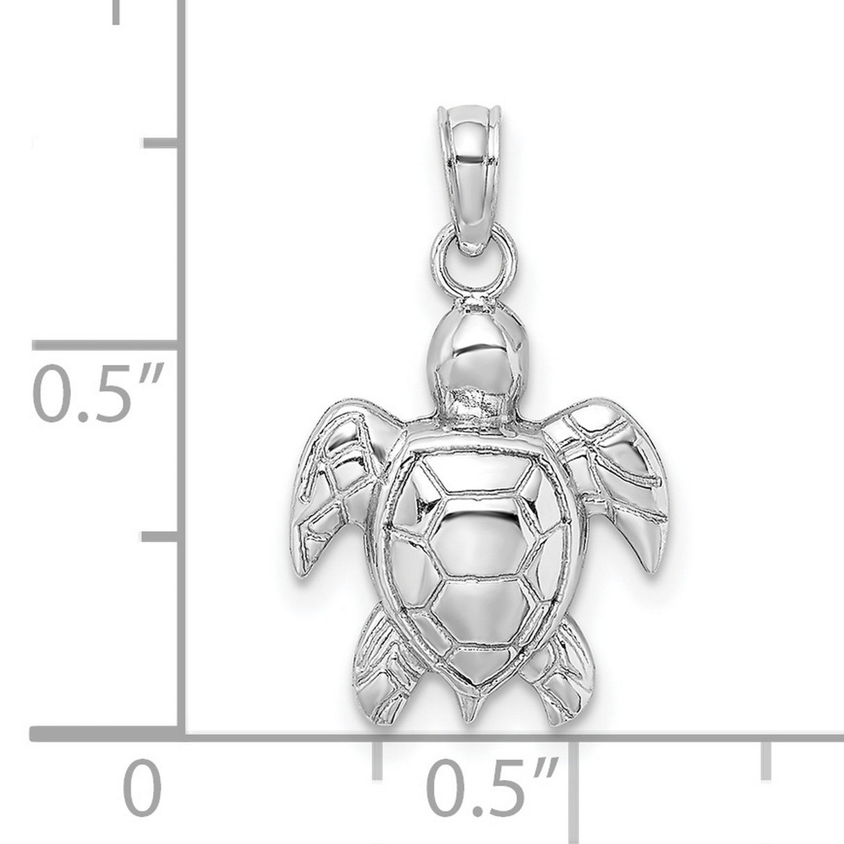 10k White Gold Sea Turtle Pendant, Ocean-Inspired Charm Symbolizing Longevity and Protection