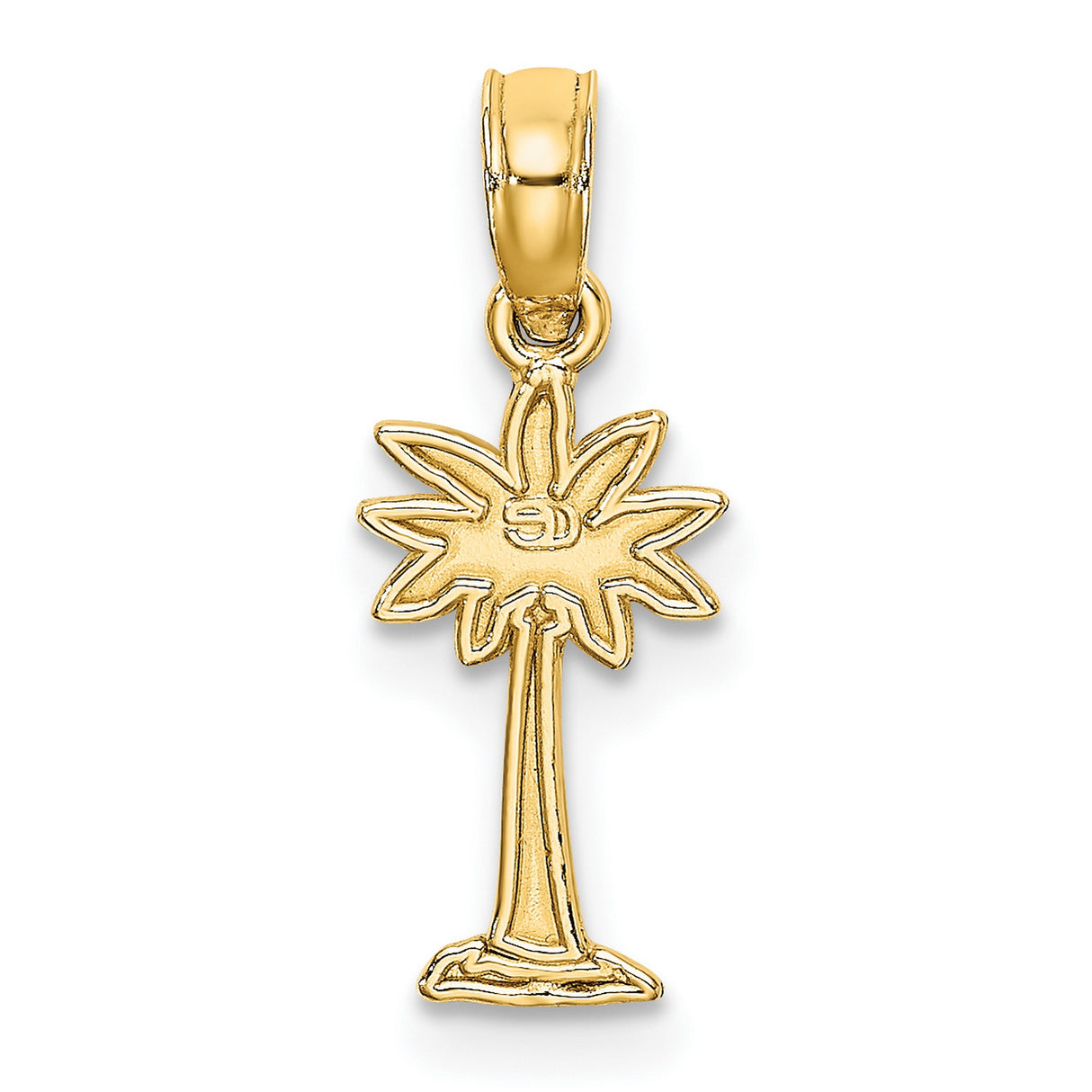 10k Yellow Gold Palm Tree Pendant, Tropical Beach Charm for Women or Unisex Wear