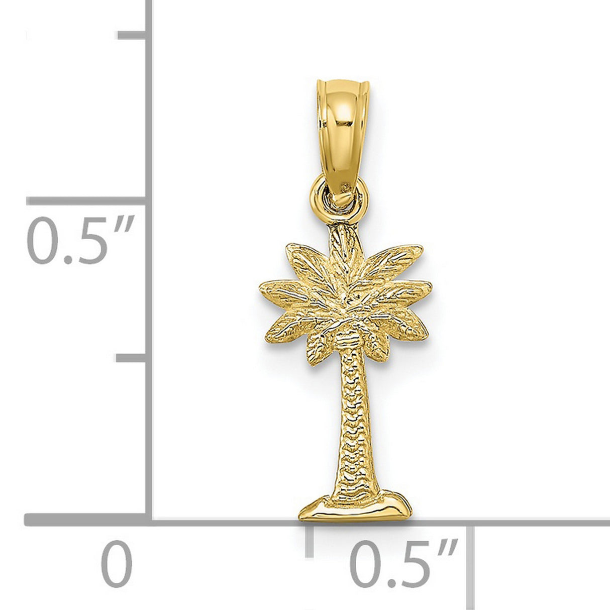 10k Yellow Gold Palm Tree Pendant, Tropical Beach Charm for Women or Unisex Wear