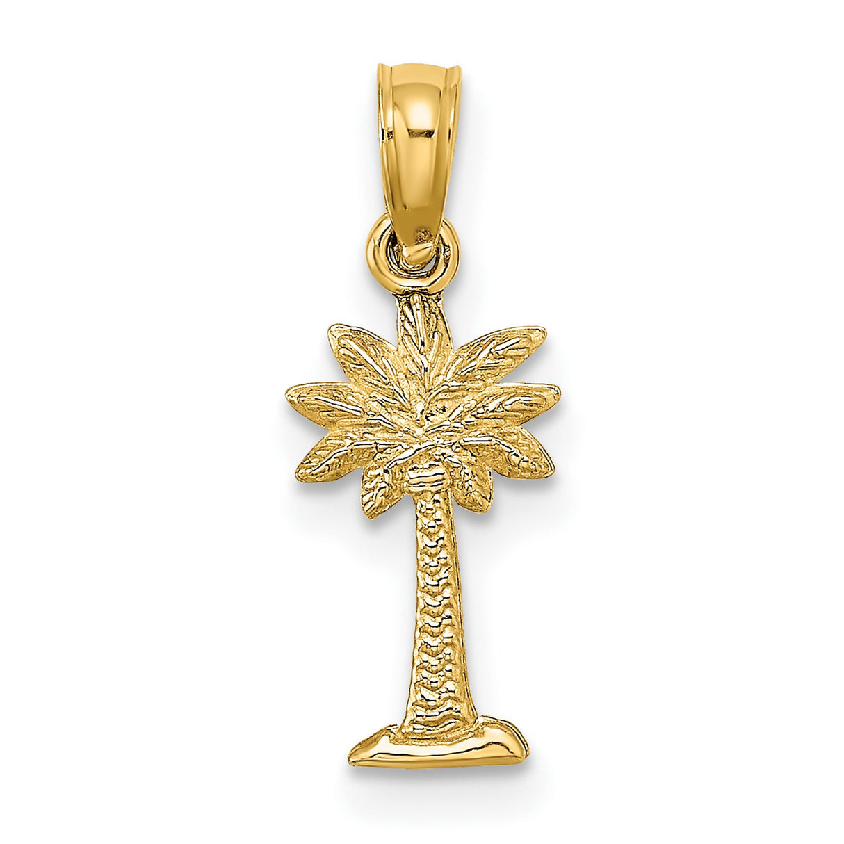 10k Yellow Gold Palm Tree Pendant, Tropical Beach Charm for Women or Unisex Wear