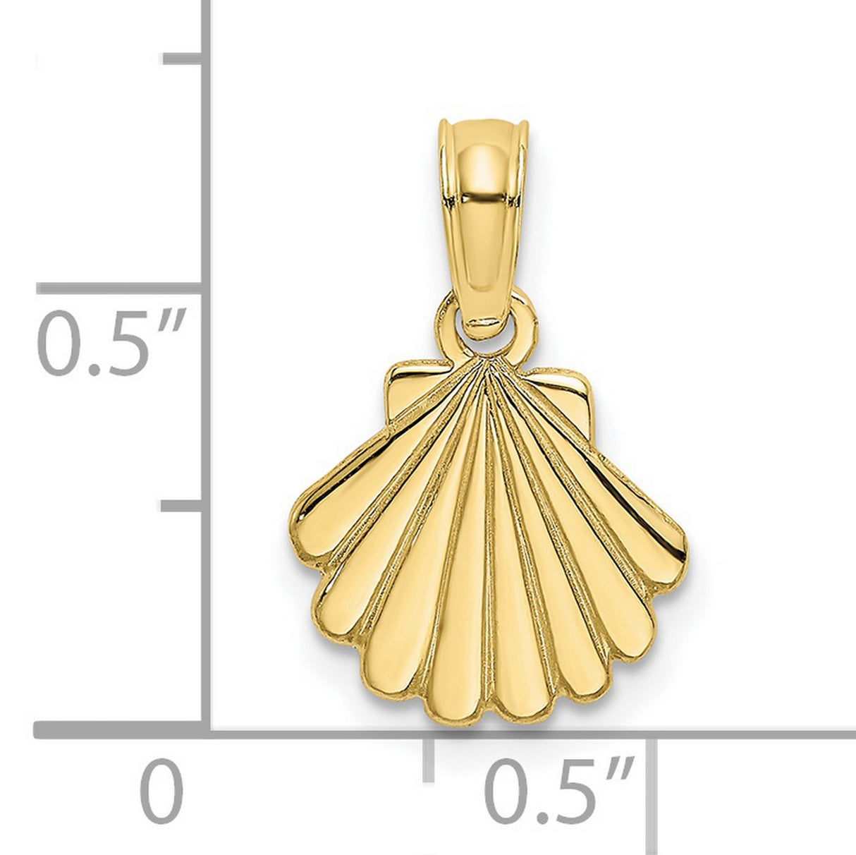 10k Yellow Gold Scallop Shell Pendant, Camino de Santiago Religious Charm