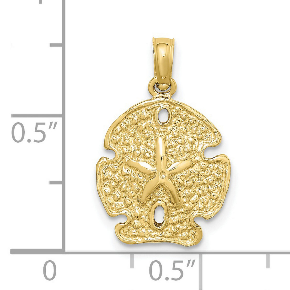 10k Yellow Gold Pendant with Sand Dollar and Textured Starburst Design, Coastal Beach Style Jewelry