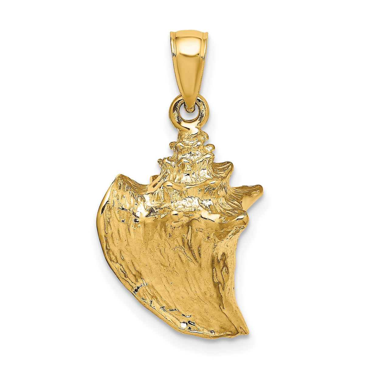 10k Yellow Gold Conch Shell Pendant, Nautical Ocean-Inspired Design for Women or Unisex Wear