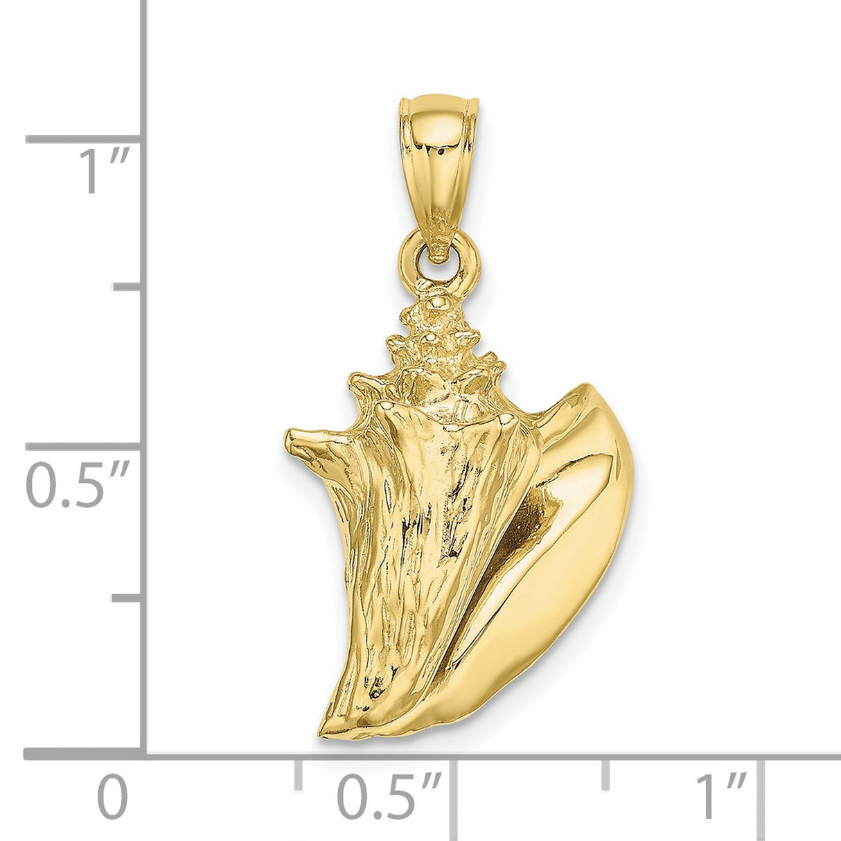 10k Yellow Gold Conch Shell Pendant, Nautical Ocean-Inspired Design for Women or Unisex Wear