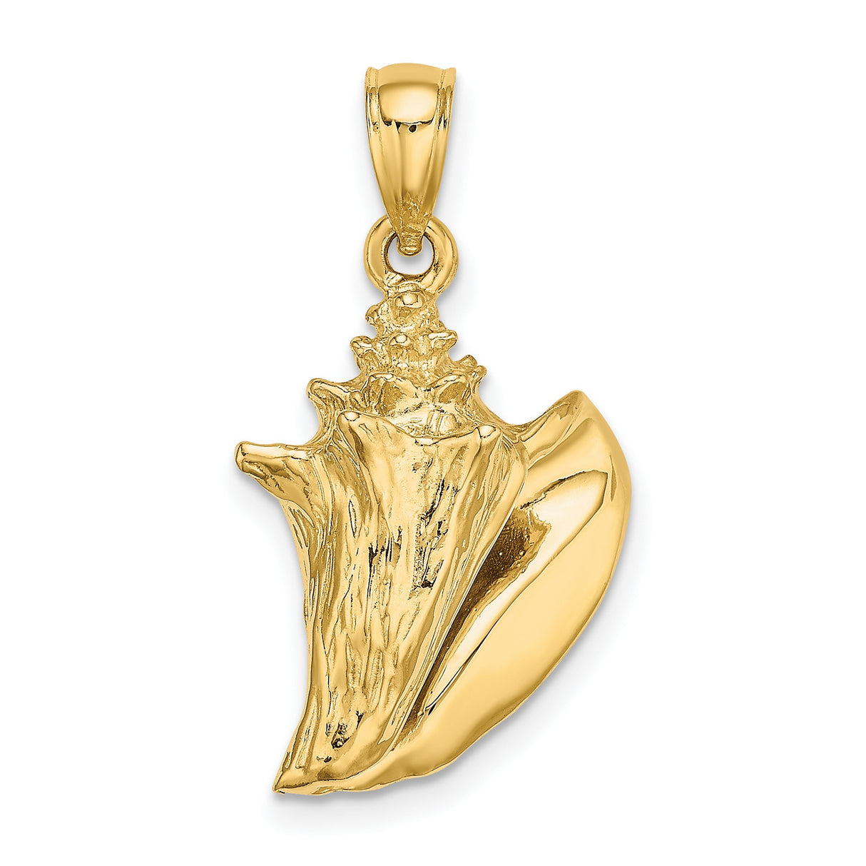 10k Yellow Gold Conch Shell Pendant, Nautical Ocean-Inspired Design for Women or Unisex Wear