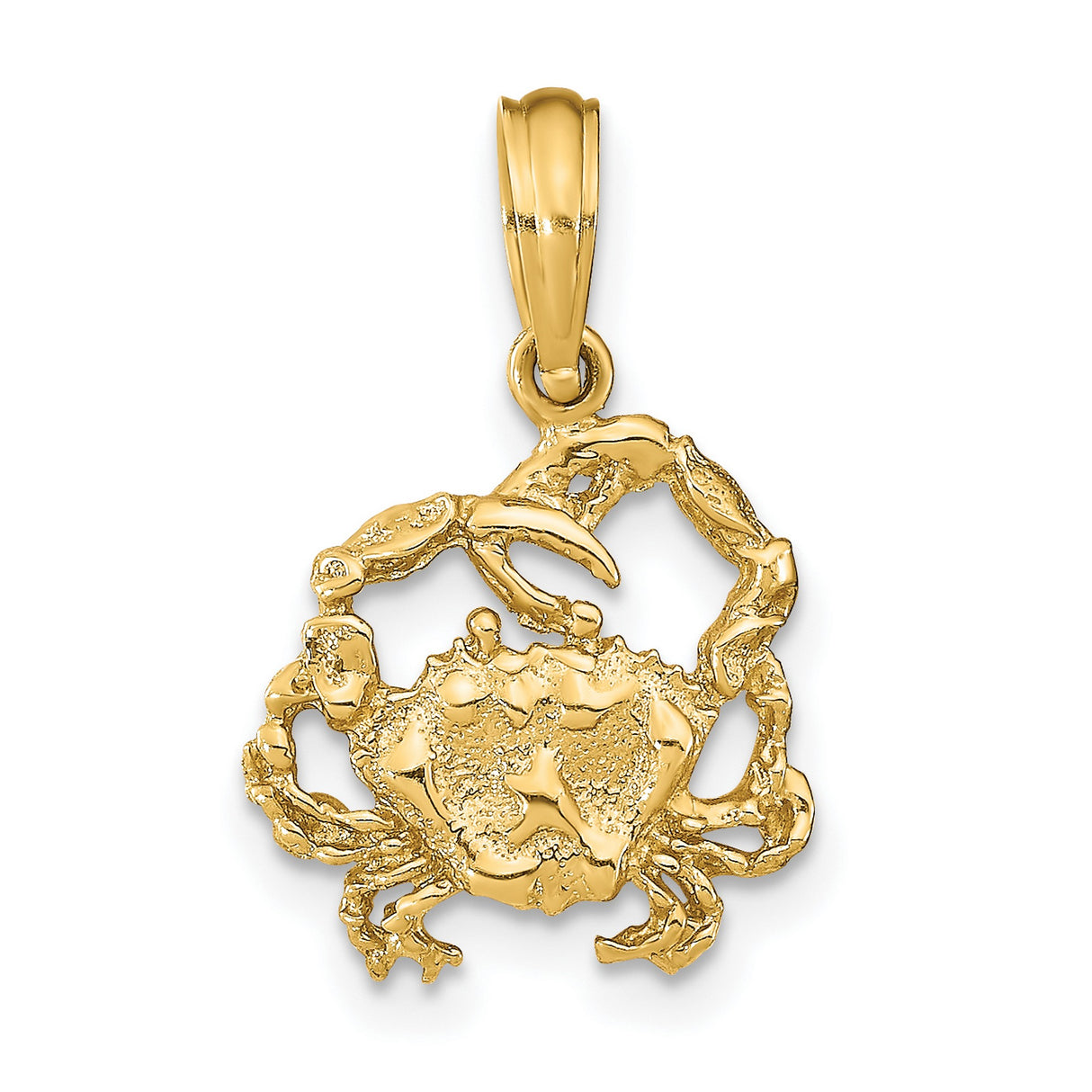 10k Yellow Gold Crab Pendant, Cancer Zodiac Symbol Charm, Astrology Jewelry for Women or Unisex