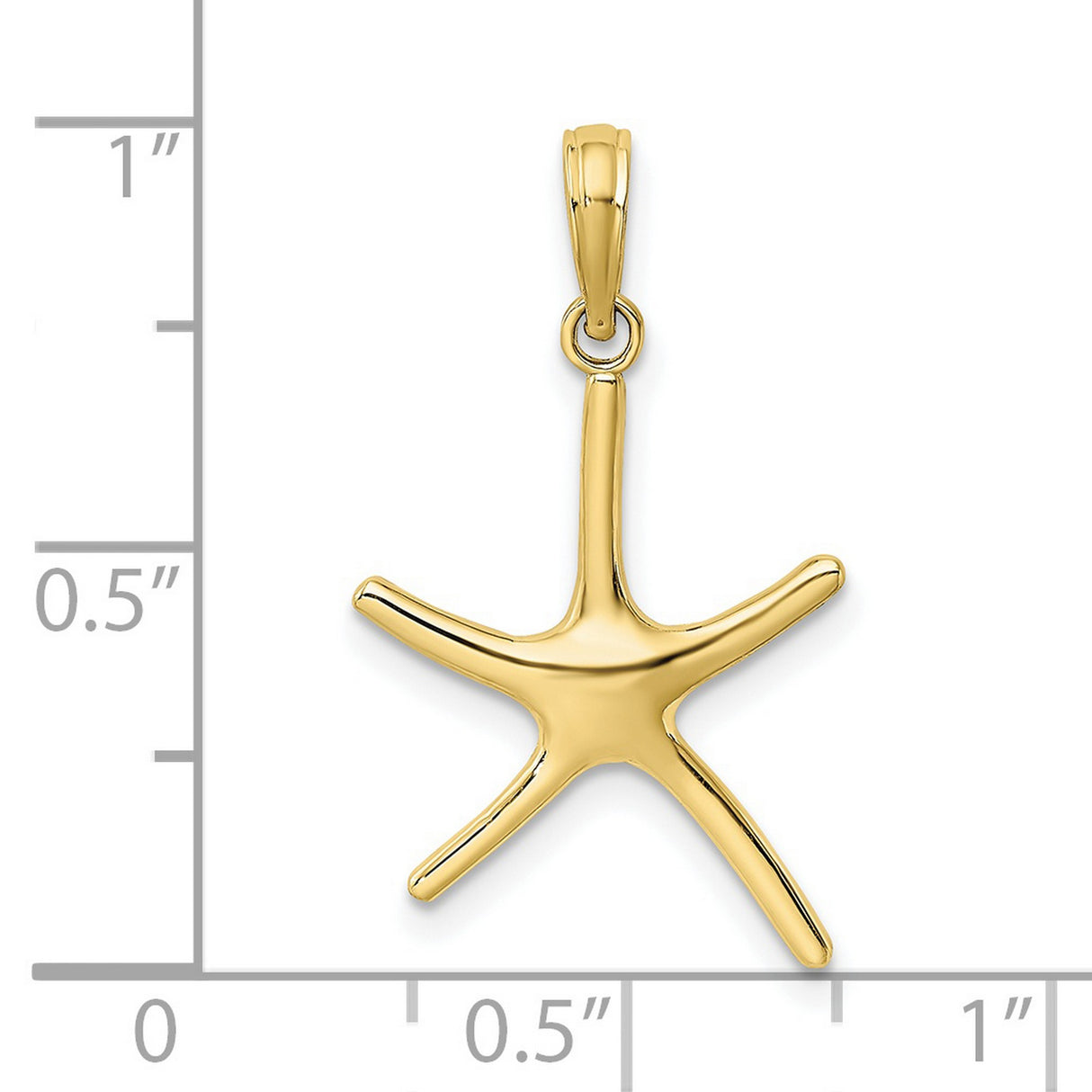 10k Yellow Gold Starfish Pendant with Polished Finish, Nautical Sea Star Design for Women