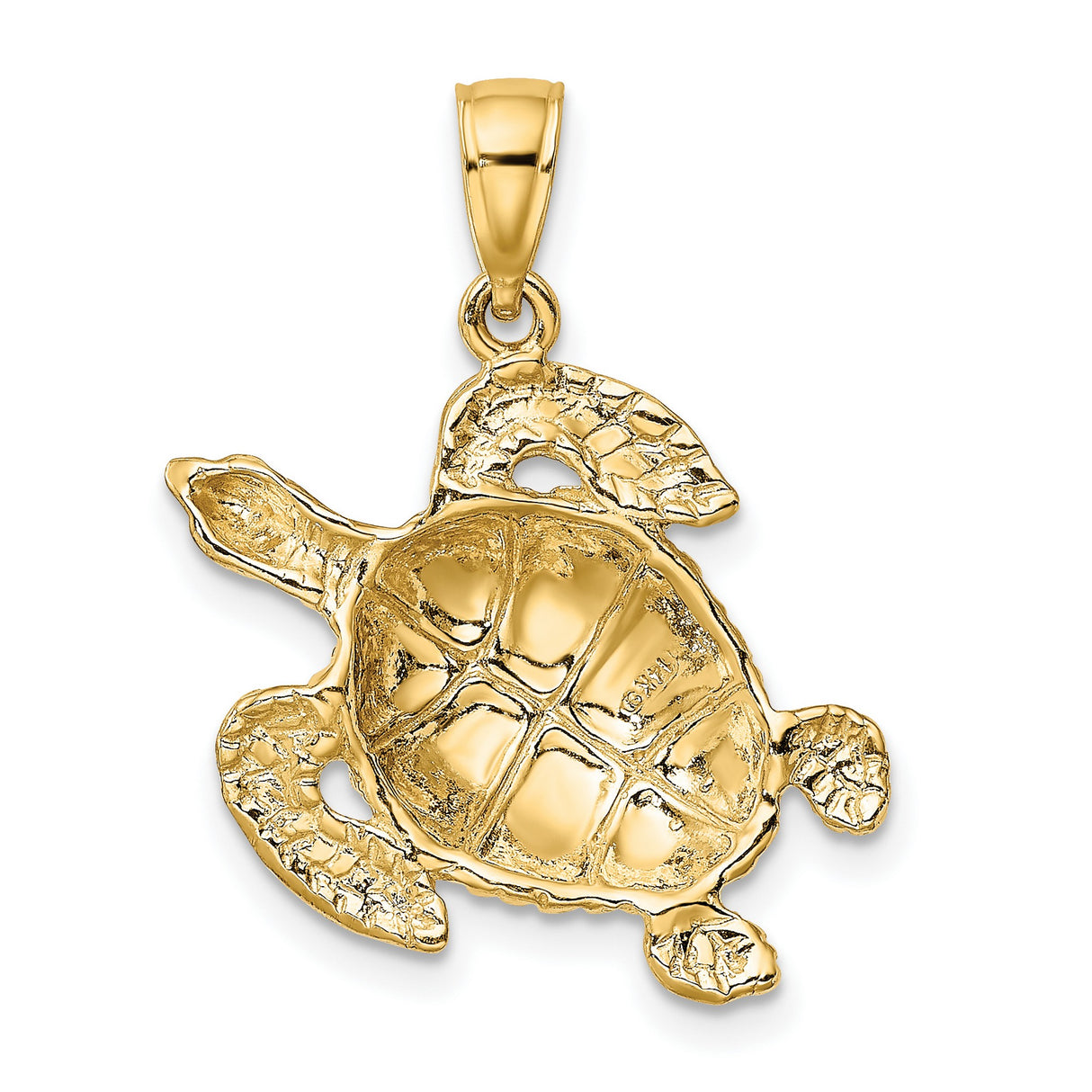 10k Yellow Gold Pendant, Sea Turtle Design, Ocean-Inspired Nature Jewelry for Women or Unisex Wear