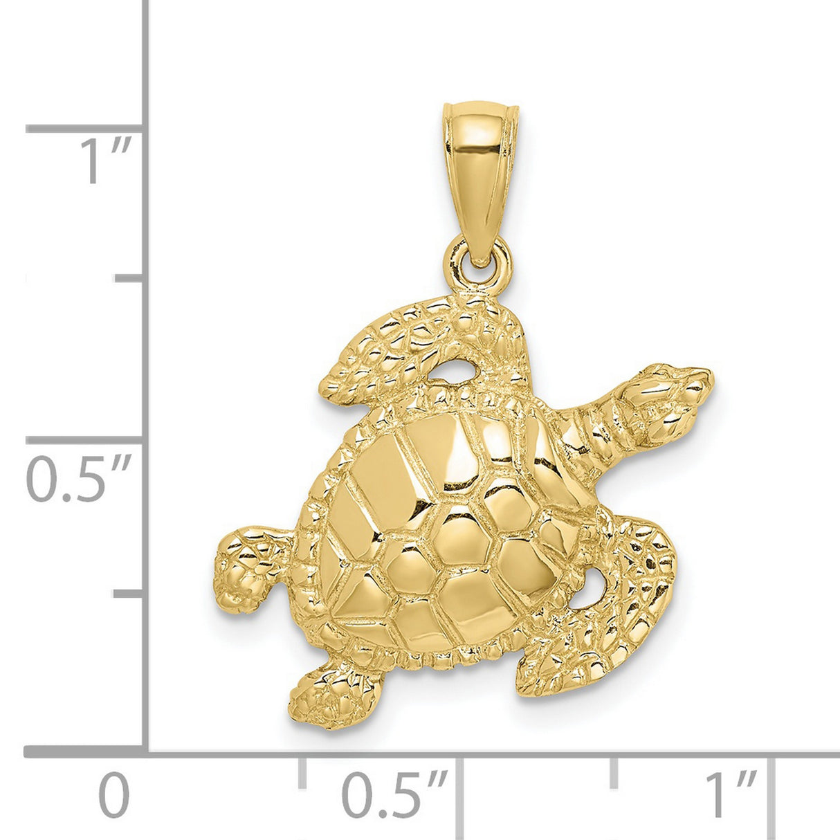 10k Yellow Gold Pendant, Sea Turtle Design, Ocean-Inspired Nature Jewelry for Women or Unisex Wear