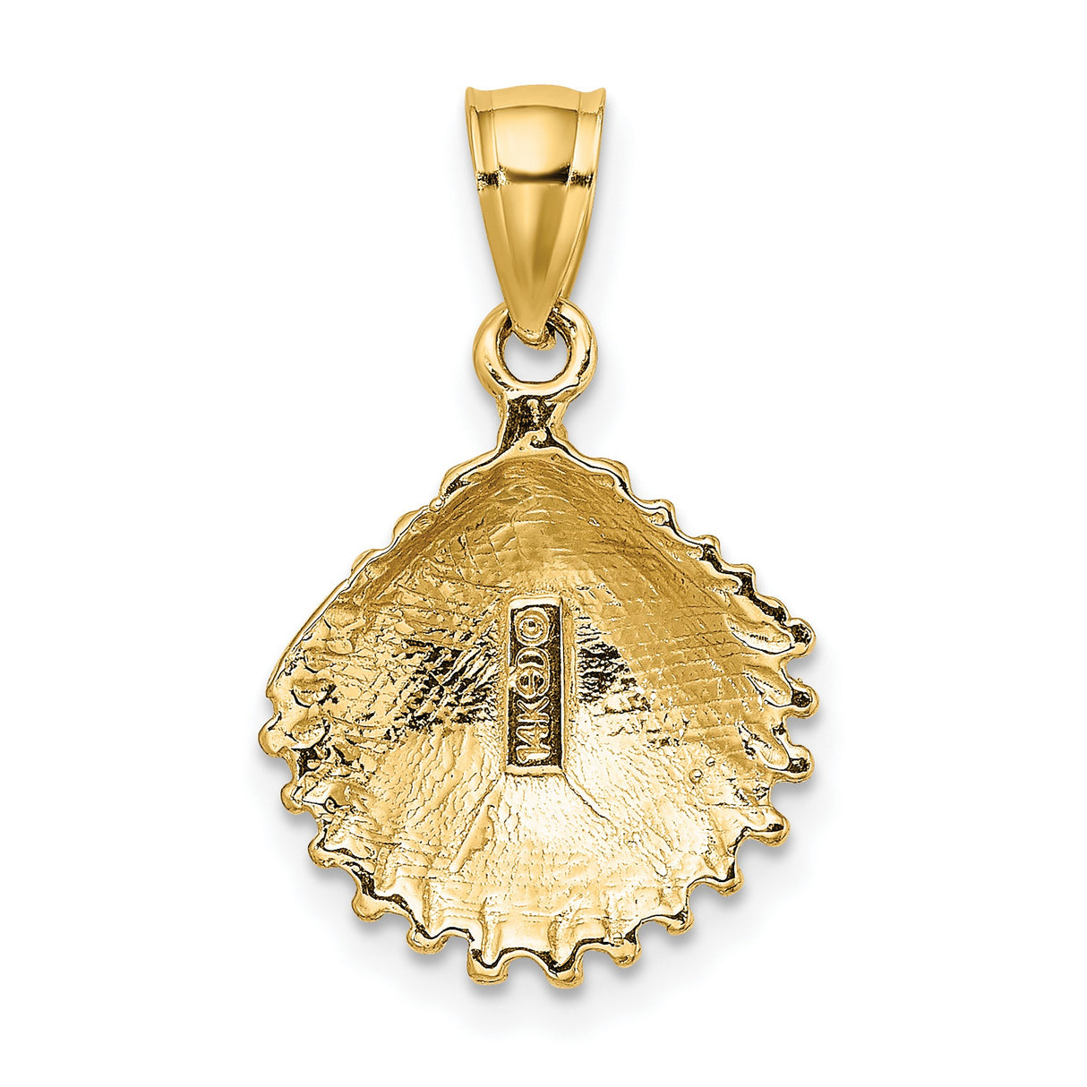 10k Yellow Gold Scallop Shell Pendant, Textured Charm for Women, Camino de Santiago Symbol