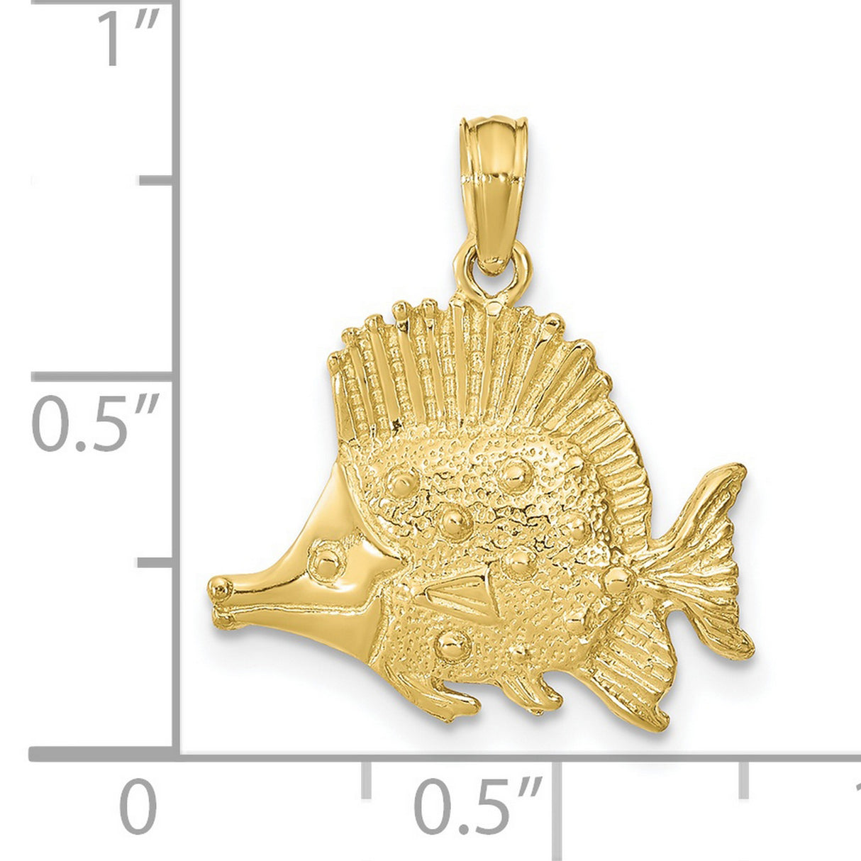 10k Yellow Gold Tropical Fish Pendant, Ocean-Inspired Sea Life Charm for Women or Unisex Wear