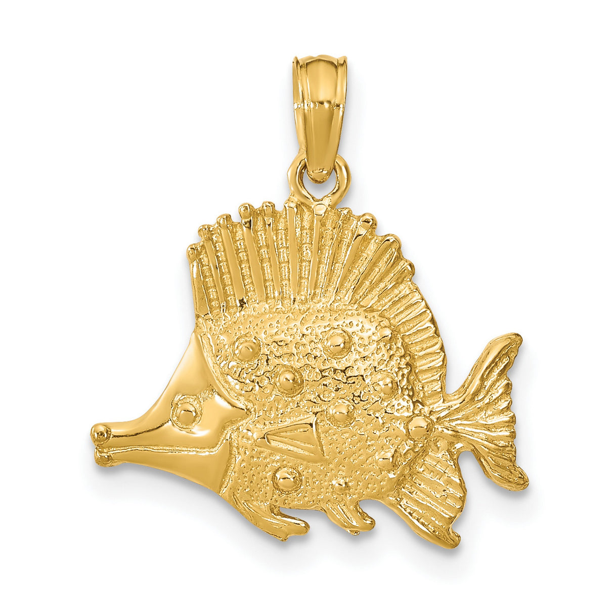 10k Yellow Gold Tropical Fish Pendant, Ocean-Inspired Sea Life Charm for Women or Unisex Wear