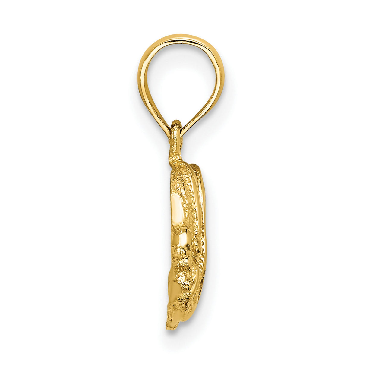 10k Yellow Gold Tropical Fish Pendant with Textured and Polished Finish, Ocean Animal Jewelry