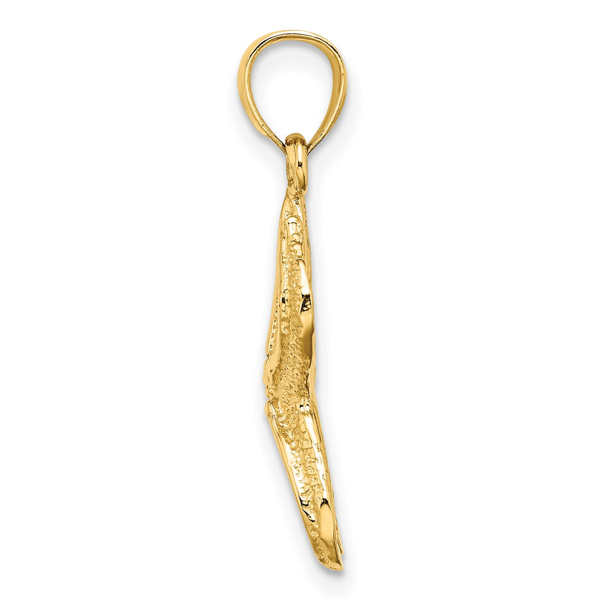 10k Yellow Gold Starfish Pendant with Textured and Polished Finish, Nautical Ocean Charm