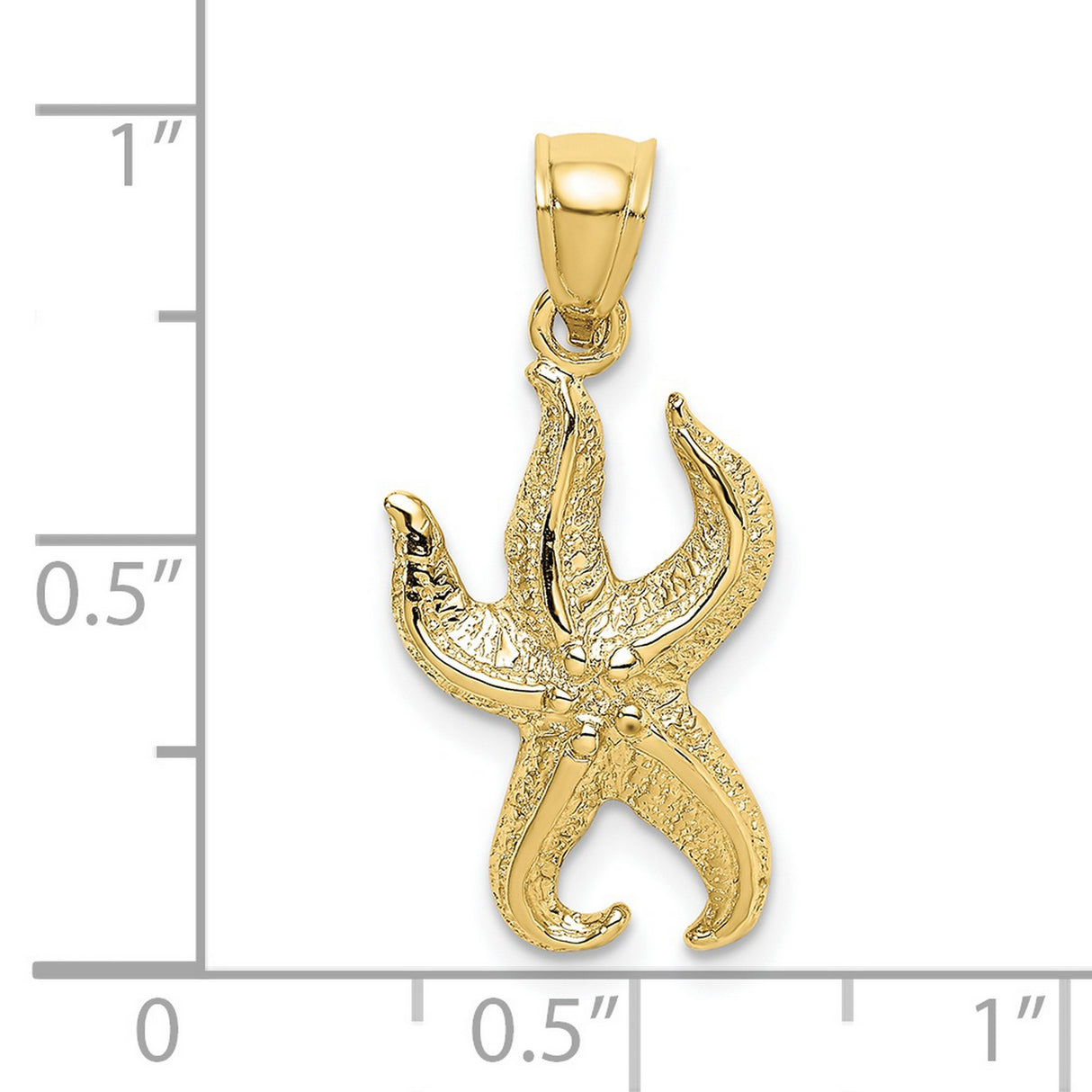 10k Yellow Gold Starfish Pendant with Textured and Polished Finish, Nautical Ocean Charm