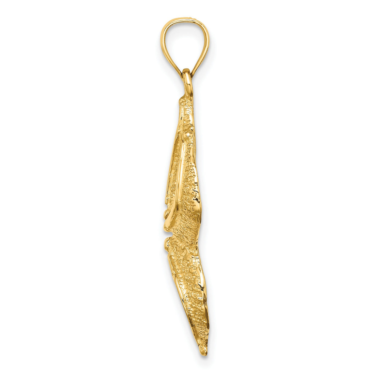 10k Yellow Gold Starfish Pendant, Textured Ocean-Inspired Design, Coastal Charm for Women